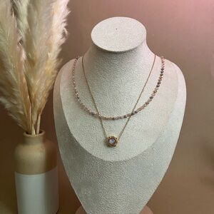 Pink & Gold Layered Necklace: Victorian Coquette Style